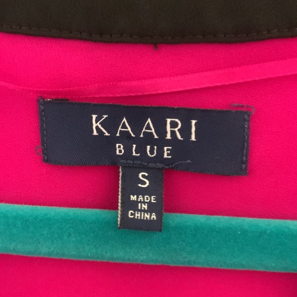 KAARI BLUE Size S Fuscia Blouse with Black Trim - Picture 5 of 7